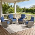 thumbnail image 1 of Unnifurnzi Outdoor Swivel Rocker Patio Chairs-6'' Thick Cushions Outdoor Rocking Chairs Set of 4 with Patio Side Table Patio Table and Chairs for Deck Porch Garden Balcony Poolside-Gray/Blue, 1 of 7
