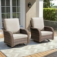 thumbnail image 1 of Unnifurnzi Outdoor Swivel Rocker Patio Chairs-High Back Outdoor Rocking Chairs Set of 2 All Weather Wicker Patio Chairs for Porch Balcony Deck-Brown/Beige, 1 of 7
