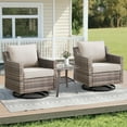 thumbnail image 1 of Unnifurnzi Outdoor Swivel Rocker Patio Chairs-High Back Outdoor Swivel Glider Chairs Set of 2 with Outdoor Side Table All Weather Wicker Patio Table and Chairs for Porch Balcony Deck-Gray/Beige, 1 of 7
