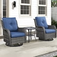thumbnail image 1 of Unnifurnzi Outdoor Swivel Rocker Patio Chairs-Outdoor Swivel Rocking Chairs with Side Table 3 Pieces PE Wicker Patio Furniture Set for Porch Deck Balcony Garden-Gray/Blue, 1 of 7