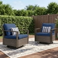 thumbnail image 1 of Unnifurnzi Outdoor Swivel Rocker Patio Chairs Set of 2-All Weather Wicker Swivel Patio Chairs Outdoor Chairs for Deck Porch Poolside Balcony-Gray/Blue, 1 of 7