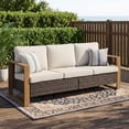 thumbnail image 1 of Unnifurnzi Outdoor Wicker Couch-3 Seater High Back Patio Couch Patio Sofa for Deck Porch Garden Balcony Poolside-Brown/Beige, 1 of 7