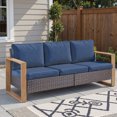 thumbnail image 1 of Unnifurnzi Outdoor Wicker Couch-3 Seater High Back Patio Couch Patio Sofa for Deck Porch Garden Balcony Poolside-Brown/Blue, 1 of 7