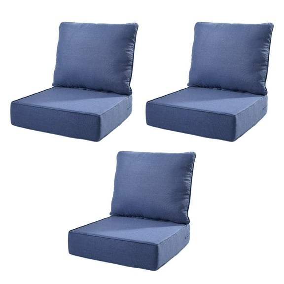 Unnifurnzi Patio Chair Cushions Set of 3-22 x 24 x 6 Inch Outdoor Furniture Cushion with Water Resistant & Removable Cover Outdoor Chair Cushion for Outdoor Furniture Sofa Couch-Blue