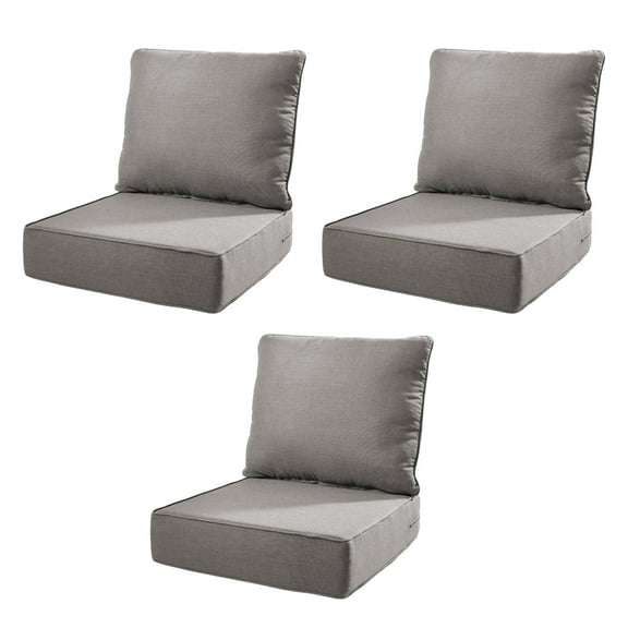Unnifurnzi Patio Chair Cushions Set of 3-22 x 24 x 6 Inch Outdoor Furniture Cushion with Water Resistant & Removable Cover Outdoor Chair Cushion for Outdoor Furniture Sofa Couch-Gray