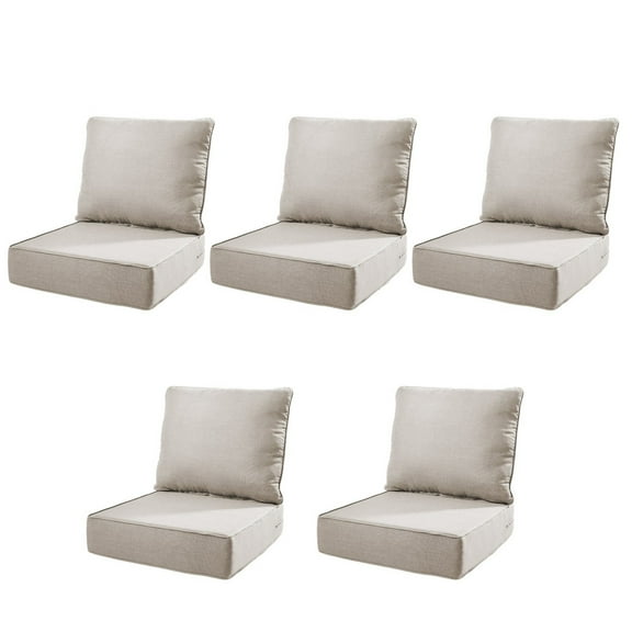 Unnifurnzi Patio Chair Cushions Set of 5-22 x 24 x 6 Inch Outdoor Furniture Cushion with Water Resistant & Removable Cover Outdoor Chair Cushion for Outdoor Furniture Sofa Couch-Beige