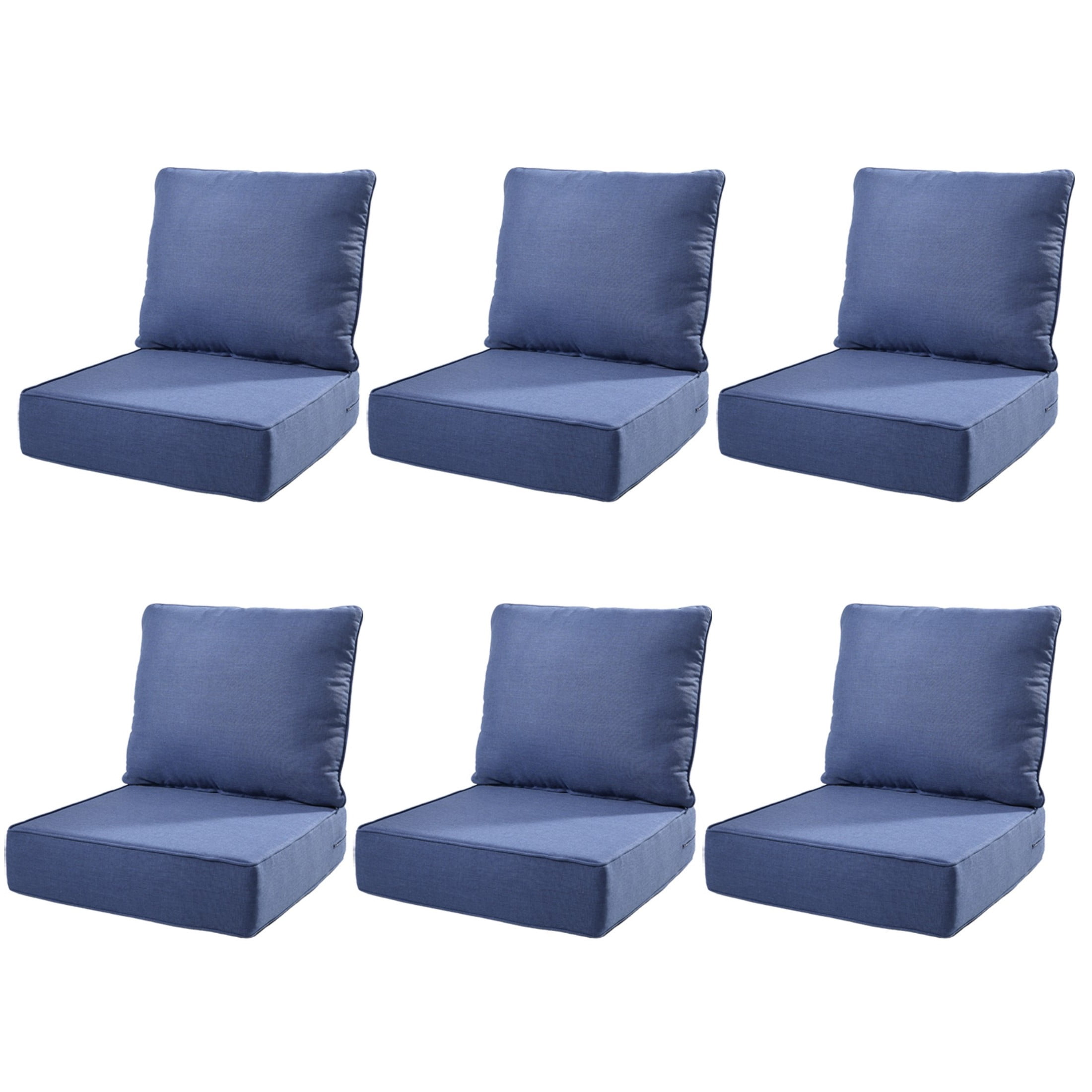 Unnifurnzi Patio Chair Cushions Set of 6-22 x 24 x 6 Inch Outdoor Furniture Cushion with Water Resistant & Removable Cover Outdoor Chair Cushion for Outdoor Furniture Sofa Couch-Blue