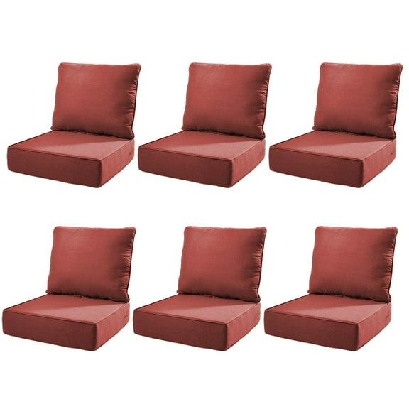 Unnifurnzi Patio Chair Cushions Set of 6-22 x 24 x 6 Inch Outdoor Furniture Cushion with Water Resistant & Removable Cover Outdoor Chair Cushion for Outdoor Furniture Sofa Couch-Red