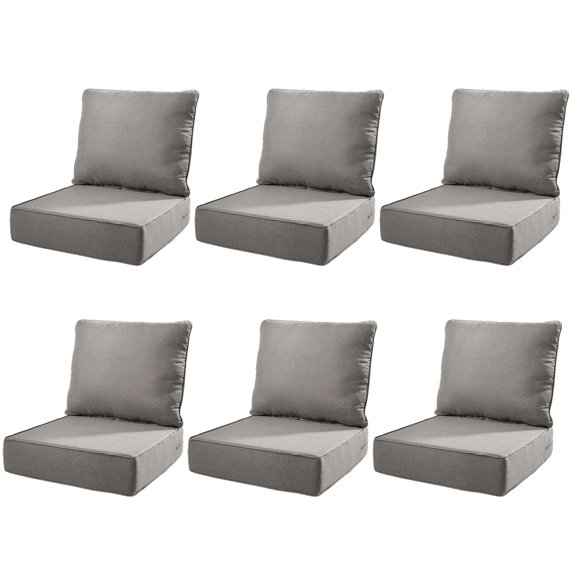 Unnifurnzi Patio Chair Cushions Set of 6-22 x 24 x 6 Inch Outdoor Furniture Cushion with Water Resistant & Removable Cover Outdoor Chair Cushion for Outdoor Furniture Sofa Couch-Gray