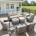 thumbnail image 1 of Unnifurnzi Patio Furniture-9 Pieces All Weather Wicker Outdoor Furniture Outdoor Swivel Glider Chairs with Patio Chairs Outdoor Couch Outdoor Patio Furniture for Porch Balcony Deck-Gray/Beige, 1 of 7