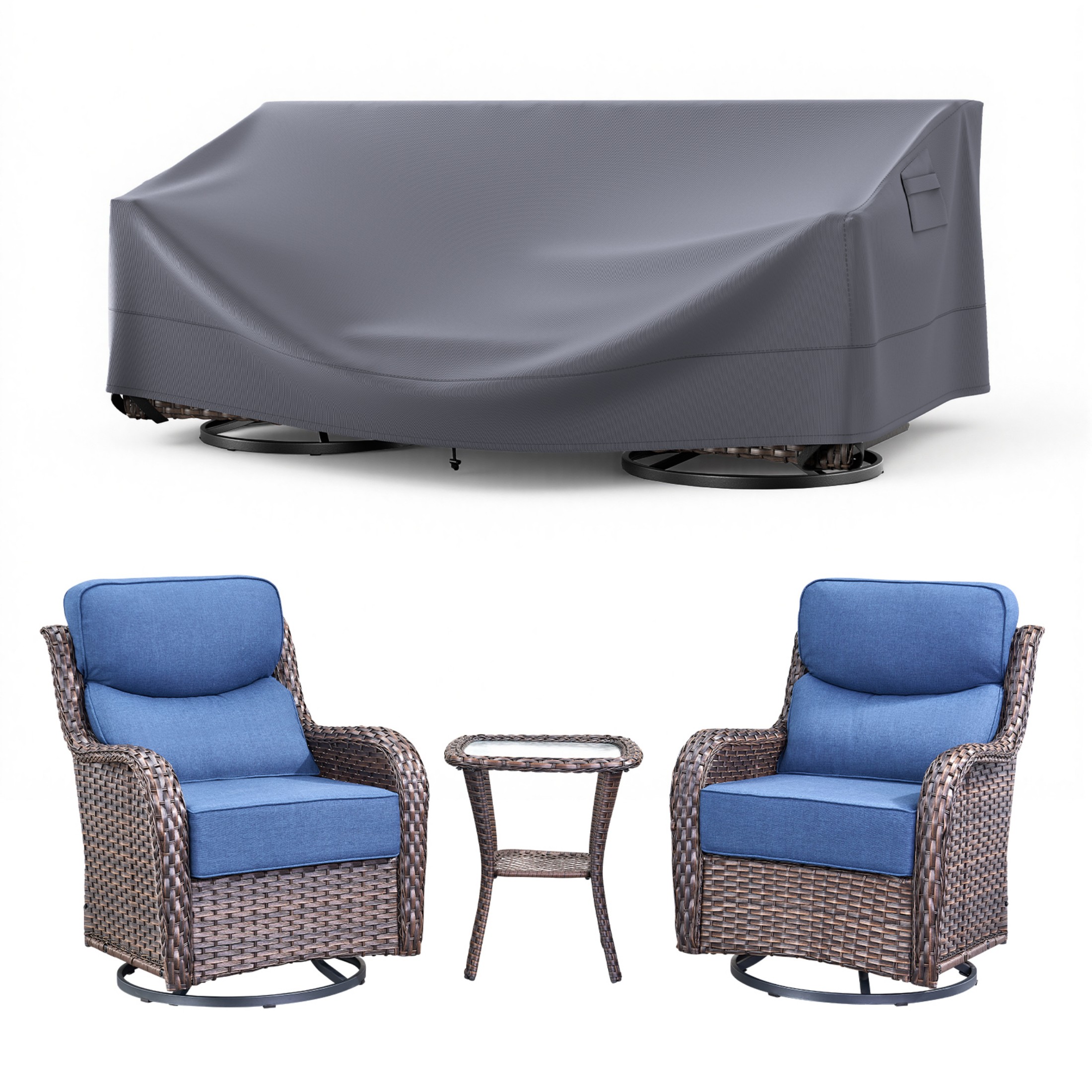 Unnifurnzi Patio Furniture Covers-600D Heavy Duty Outdoor Furniture Covers Waterproof Outdoor Couch Cover for Outdoor Patio Table and Chair Set Sofa Loveseat Bench 83" L × 34" W × 28" H-Gray