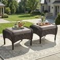 thumbnail image 1 of Unnifurnzi Patio Ottoman Set of 2-All Weather Wicker Outdoor Footstool with Removable Cushions Outdoor Olefin Fabric Outdoor Foot Rest for Deck Porch Balcony Garden-Brown/Gray, 1 of 7
