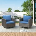 thumbnail image 1 of Unnifurnzi Patio Swivel Chairs-360 Degree Outdoor Swivel Glider Chair Set of 2 with High Back and Thickened Cushions for Deck Porch Garden Backyard-Brown/Blue, 1 of 7