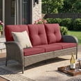 thumbnail image 1 of Unnifurnzi Patio Wicker Sofa-All Weather Rattan 3 Seater Patio Couch Outdoor Patio Couch for Deck Lawn Porch Balcony Poolside-Gray/Red, 1 of 7