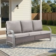 thumbnail image 1 of Unnifurnzi Wicker Outdoor Couch-High Back Patio Couch with 4" Thick Cushions Outdoor Sofa for Deck Porch Lawn Garden Backyard-Brown/Gray, 1 of 7
