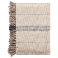 thumbnail image 1 of Uno 50 Inch Throw Blanket, Soft Cotton, Linen, Woven Stripes, Beige, Brown, 1 of 5