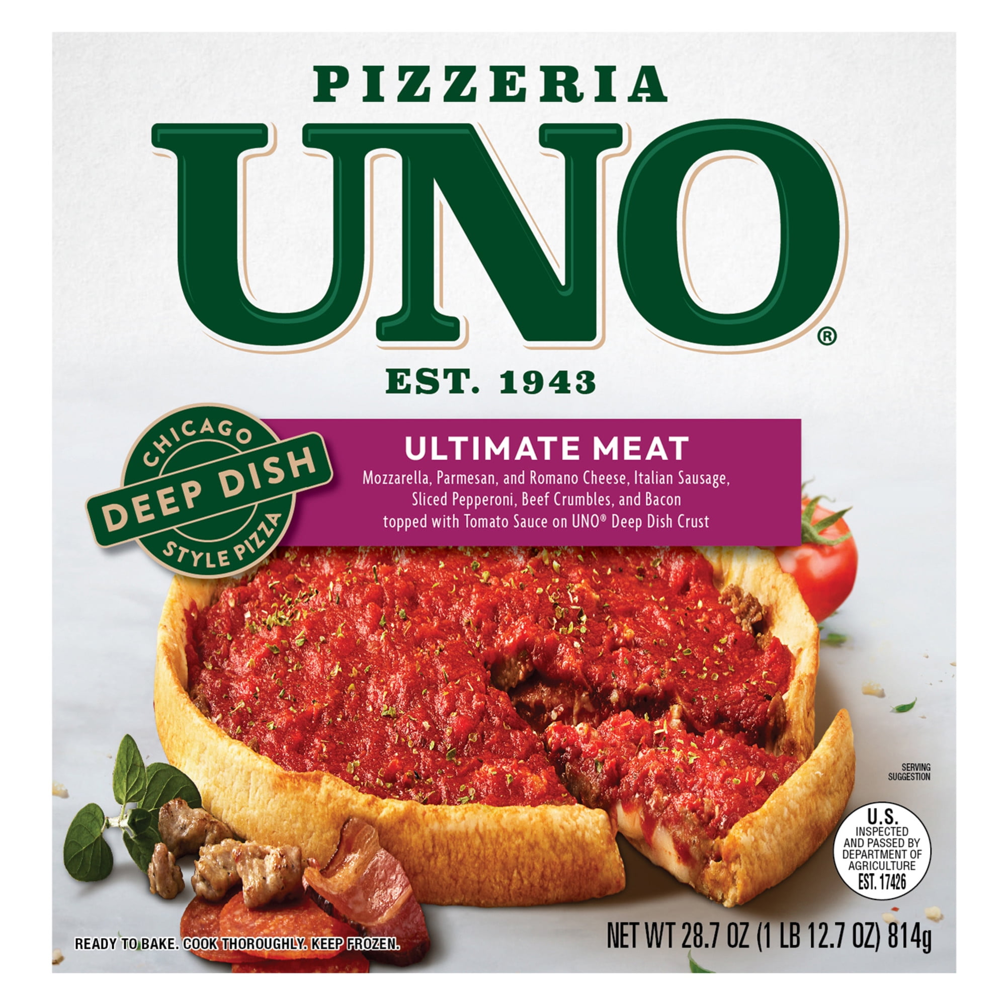 Pizzeria Uno 9in Chicago Style Deep Dish Ultimate Meat Pizza Tomato Sauce Frozen