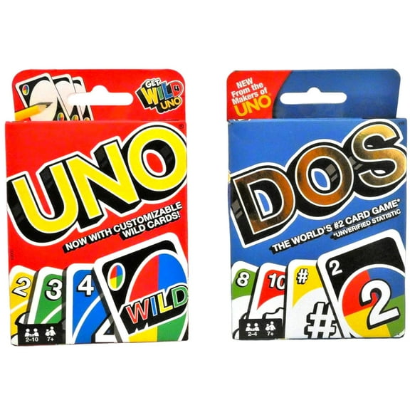 Mattel Uno Card Game Bundled with Dos Card Game, Multicolor