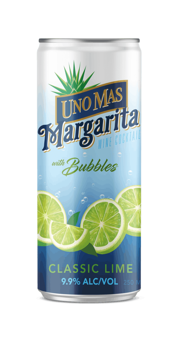 Uno Mas Classic Lime Margarita with Bubbles, 4 Pack, 250ml Cans