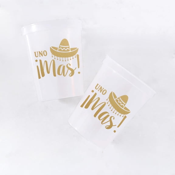 Uno Mas Party Clear and Gold 12oz Stadium Cups, Pack of 12