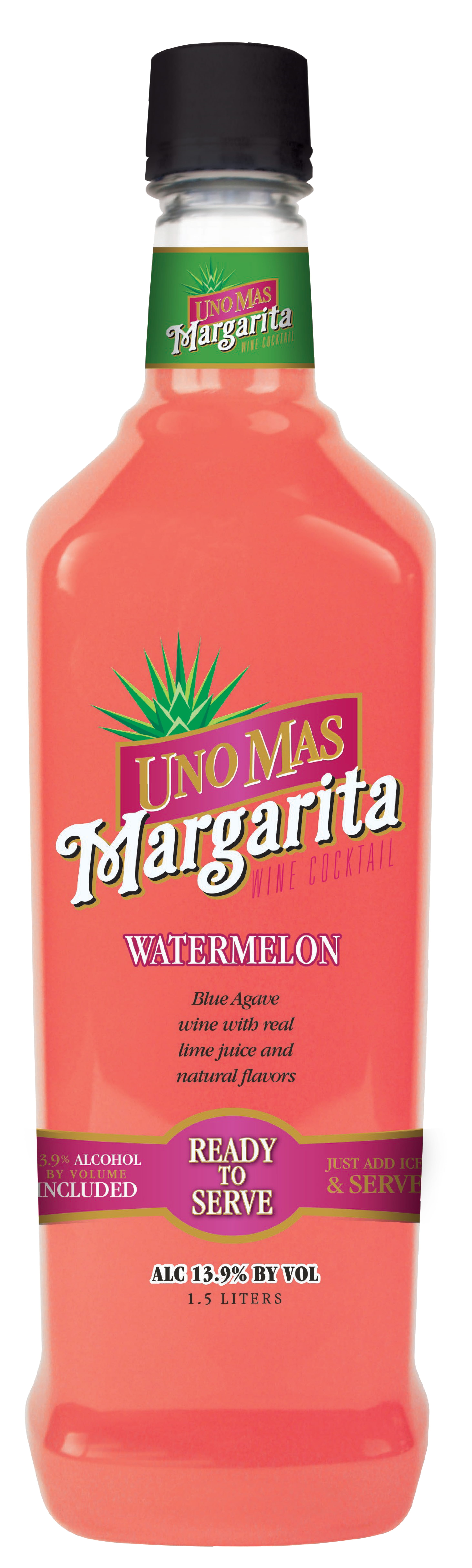 Uno Mas Watermelon Margarita Wine Cocktail, 1.5 L PET Bottle, 14% ABV