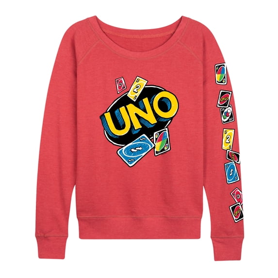 Uno - Sketch Women's Lightweight French Terry Wide Neck Long Sleeve Graphic Shirt