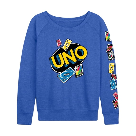 Uno - Sketch Women's Lightweight French Terry Wide Neck Long Sleeve Graphic Shirt