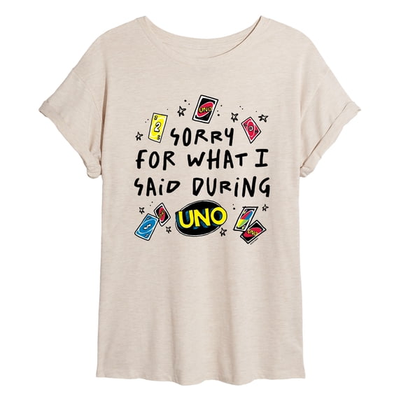 Uno - Sorry For What Said - Juniors Oversized Graphic T-Shirt