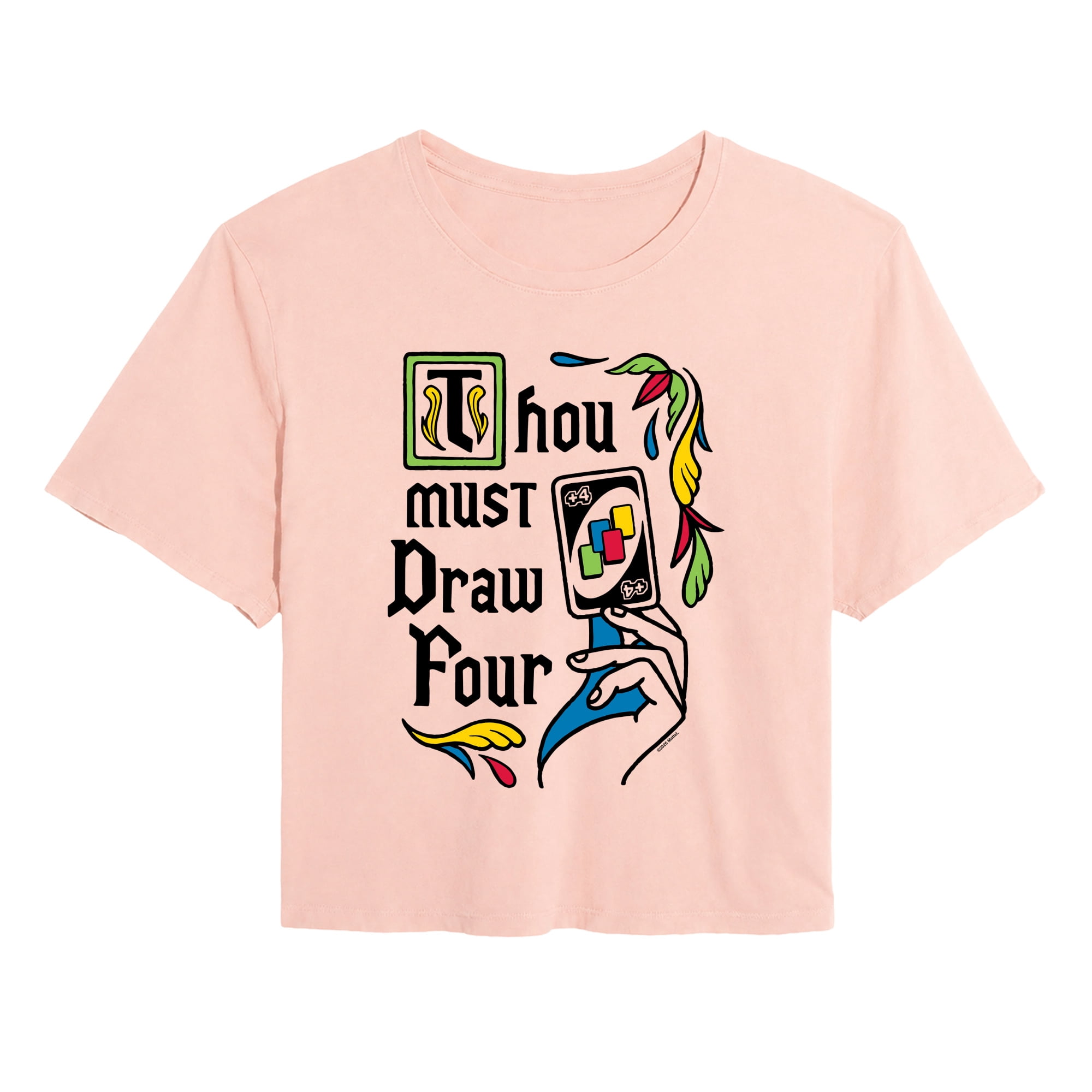 Uno - Thou Must Draw Four - Juniors Cropped Graphic T-Shirt