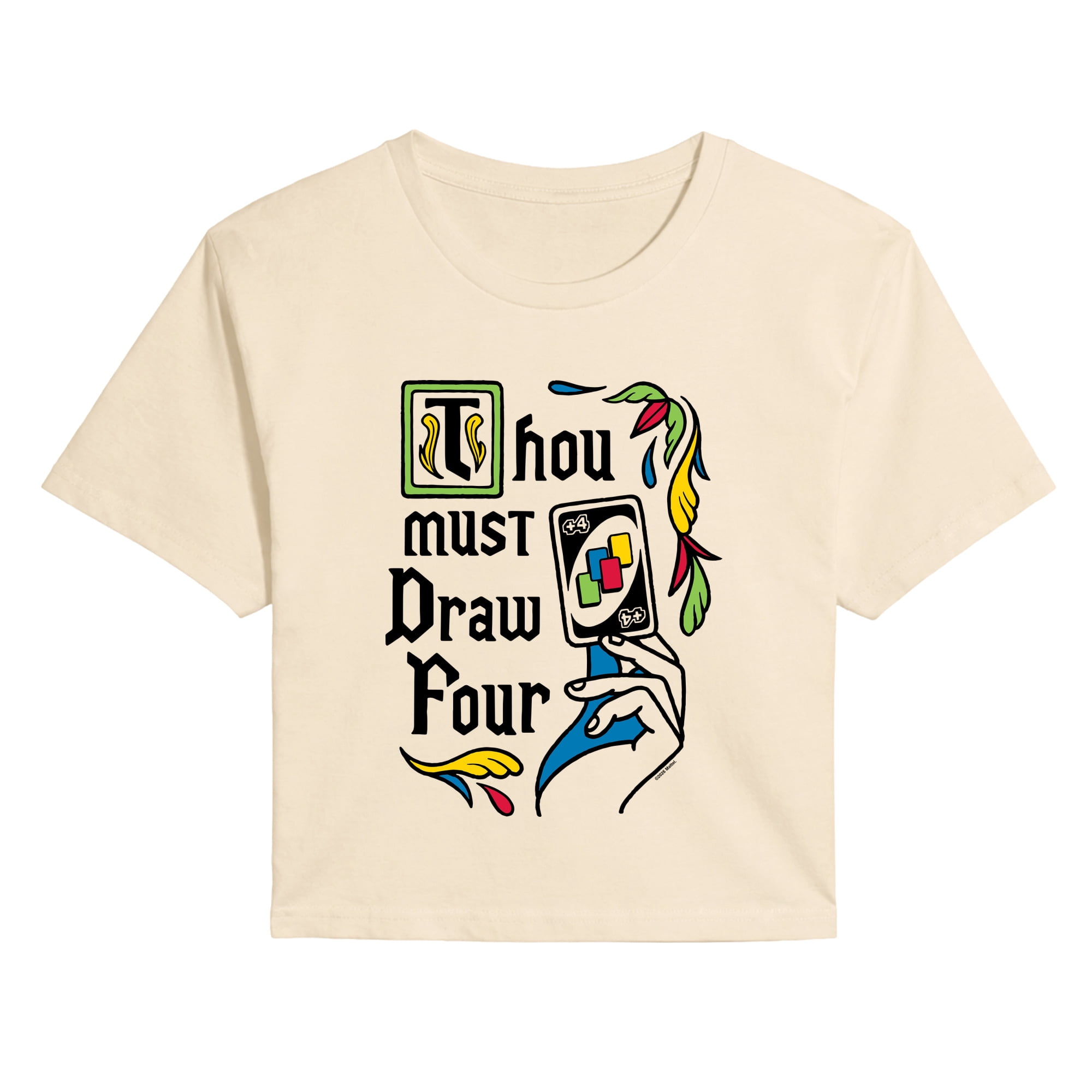 Uno - Thou Must Draw Four - Juniors Cropped Graphic T-Shirt