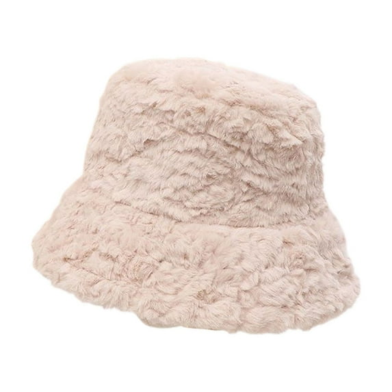 Unolxmxbk Hats for Women Women's Fuzzy Bucket Hat Solid Color Warm Plush Fisherman Hat Lei Feng Hat Hat and Scarf Set for Women Scarf and Gloves Set for Women Beige One Size