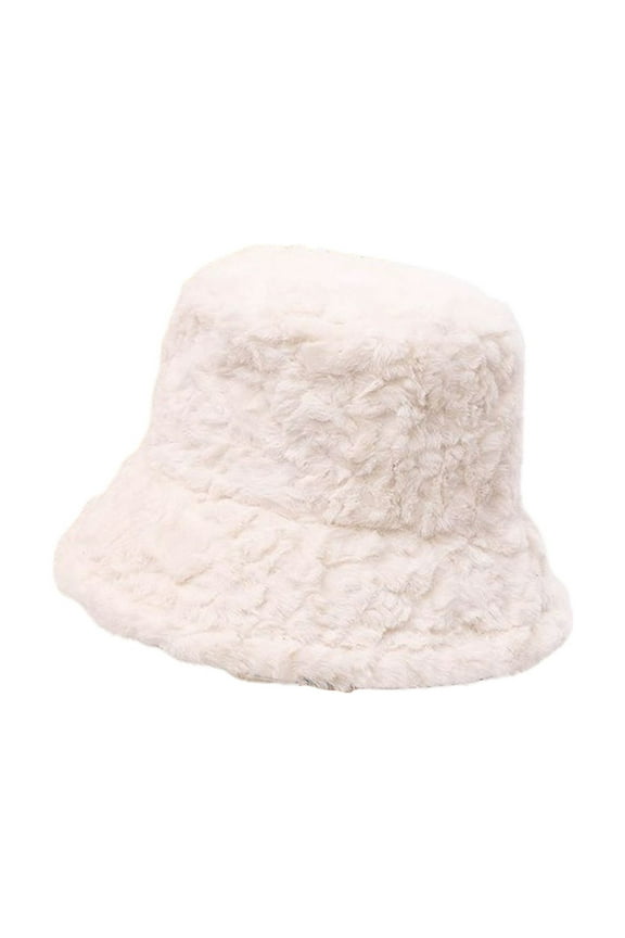 Hats for Women Women's Fuzzy Bucket Hat Solid Color Warm Plush Fisherman Hat Lei Feng Hat Hat and Scarf Set for Women Scarf and Gloves Set for Women White One Size