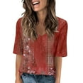 thumbnail image 1 of Unolxmxbk Shirts for Women，Graphic Tees for Women，Womens T Shirts Tops for 2024 Elbow Length V Neck T Shirts Dressy Half Sleeve Fit Basic Tee Tunic Tops Blouse T Shirts for Women Red 2Xl, 1 of 6