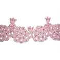 thumbnail image 1 of Unotrim 4" Pink Satin Bridal Pearl Beaded Sequins Corded Lace Trim w/ Cut Outs, 1 of 1