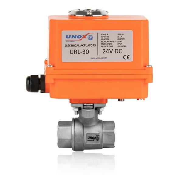 Unox 1" Motorized Ball Valve 24V DC NPT Electrical Ball Valve Stainless Steel AISI304 Two-Piece Body 63 Bars Max Pressure For Water Air Control Valve