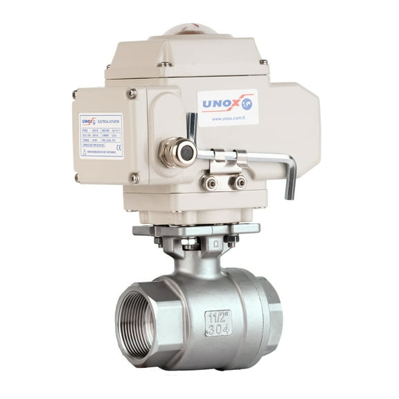 Unox 2 1/2" Motorized Ball Valve 220V AC NPT Electrical Ball Valve Stainless Steel AISI304 Two-Piece Body 63 Bars Max Pressure For Water Air Control Valve