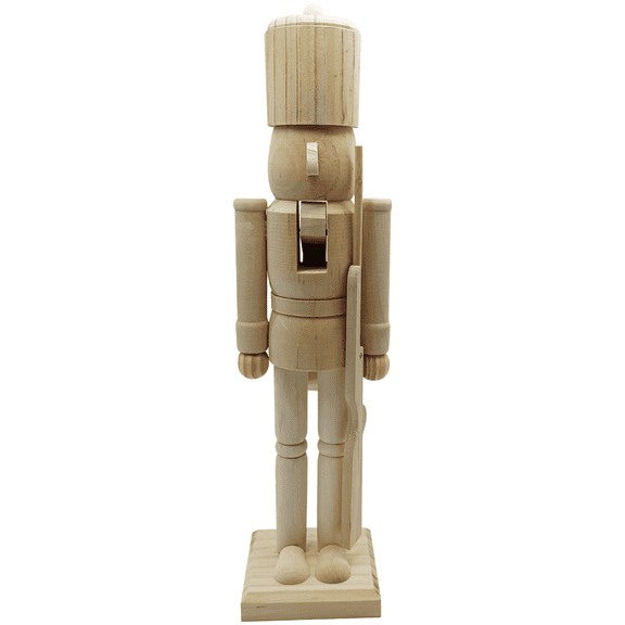 Unpainted 15 x 3.9 x 3.3 in DIY Wooden Nutcracker, King Soldier Figurine, Blank Unfinished Craft, Pine Wood Ornament for Present, Christmas Decoration
