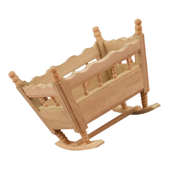 Unpainted Baby Cradle Model Figurine Toy For 1/12 Scale Doll House Scene Building And Nursery Room Display Decors