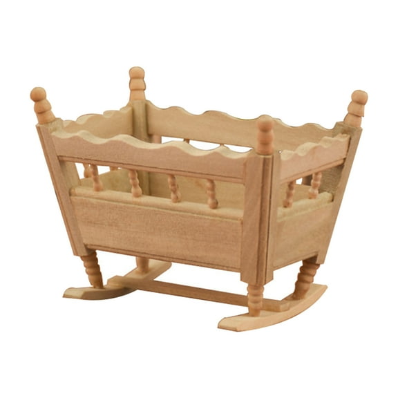 Unpainted Baby Cradle Model Figurine Toy For 1/12 Scale Doll House Scene Building And Nursery Room Display Decors