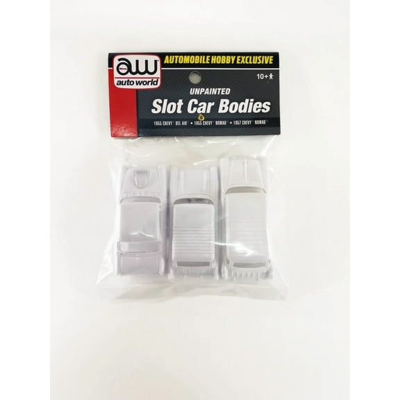 Unpainted HO Slot Car Bodies '55 Chevy Bel Air, '55 Nomad, '57 Nomad Auto World