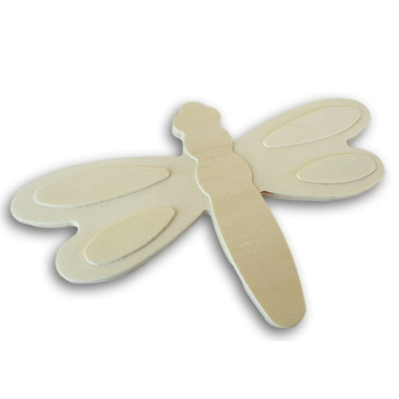 Unpainted Layered Dragonfly Wood Shape Decor - 4 3/8 x 6 7/8 x 1/4 Inch - for Arts and Crafts