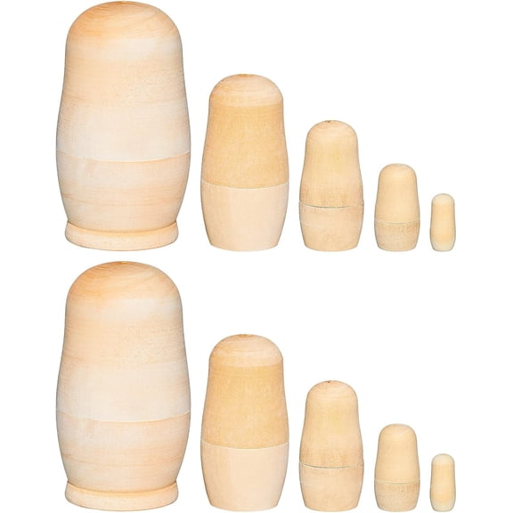 Unpainted Nesting Dolls 2 Sets Blank Wooden Matryoshka Personalize DIY Craft Kit Desk Decor