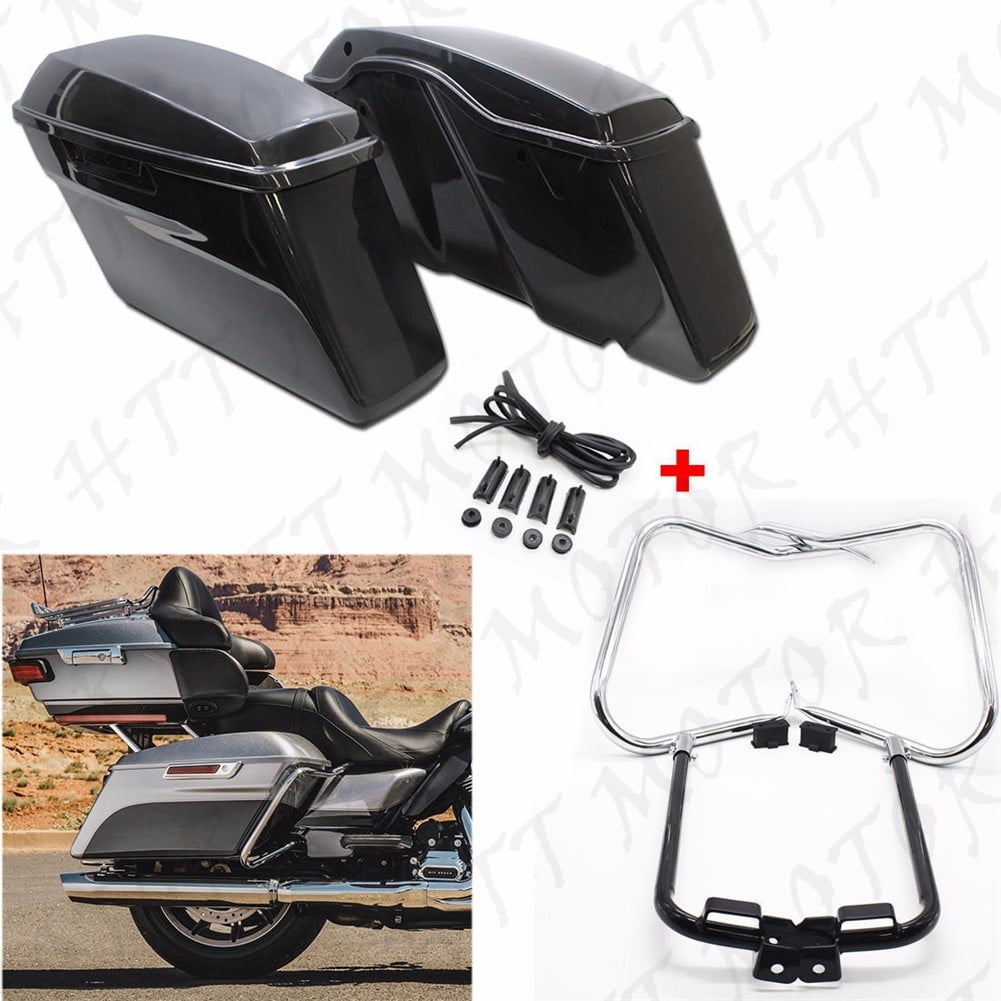 Unpainted Saddlebags w/ Bracket Guard Bars For '14-'16 Harley Touring Road King