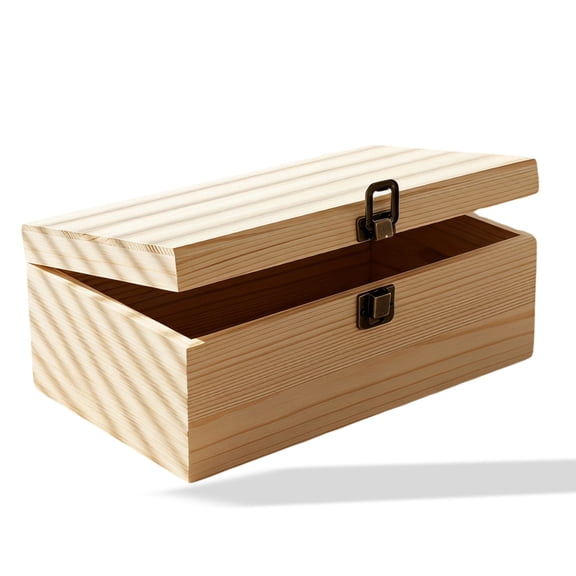 Unpainted Wood Box with Hinged Lid - Large 9.2"x5.5"x3.9" for Crafts DIY Storage Jewelry & Gift Box and Hobby Organization Easter Basket Stuffers