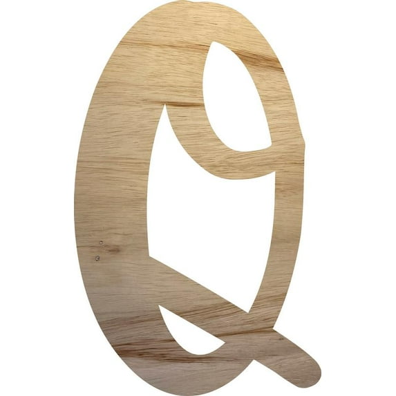 Unpainted Wood Craft Letters, 6'' tall Wall Hanging Letter Q, Jacklin Font DIY