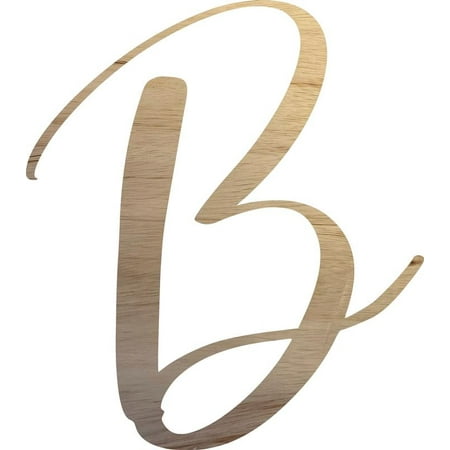 Unpainted Wood Letter B Craft, Paintable 4'' Tall Wood Alphabet Letter, DIY Nicholia Script Font