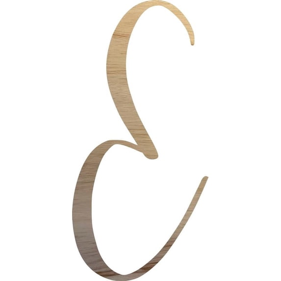 Unpainted Wood Letter E Craft, Paintable 5'' Tall Wood Alphabet Letter, DIY Nicholia Script Font