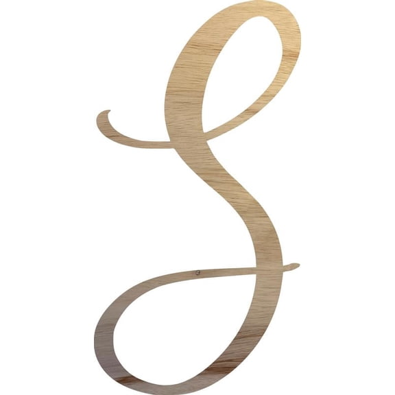 Unpainted Wood Letter S Craft, Paintable 5'' Tall Wood Alphabet Letter, DIY Nicholia Script Font
