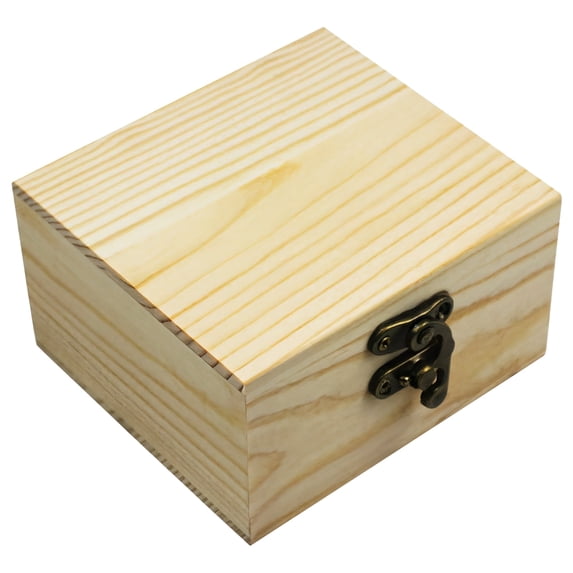 Unfinished Mini Wood Craft Box with Hinged Lid and Magnetic Closure, 3.74 Inch - Perfect for Arts, Crafts, and Personalized Gifts