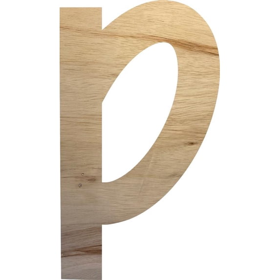 Unpainted Wooden Craft Letter P, Wall 10'' Tall Unfinished Wood Letter Shape